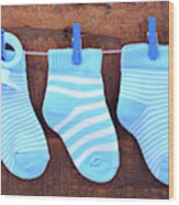 Its A Boy Blue Baby Socks Wood Print