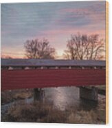 January Sunrise At Covered Bridge Park Wood Print