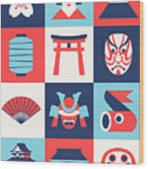 Japan Pattern - Nautical Wood Print