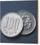 Japanese 100 Yen Coins Wood Print