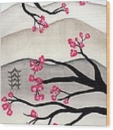 Japanese Cherry Blossoms Wood Print