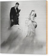 Jazz Musician Gerry Mulligan And Model Monique Chevalier Wood Print