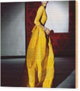 Jean Patchett In Lemon Yellow Evening Dress Wood Print