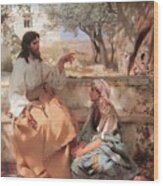 Jesus Christ Martha And Mary Wood Print