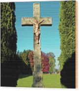 Jesus On Cross Kapelle Ave Maria Switzerland Wood Print