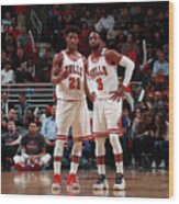 Jimmy Butler And Dwyane Wade Wood Print