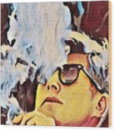 John F Kennedy Cigar And Sunglasses Painting 1 Wood Print