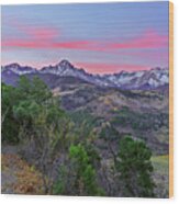 July 2018 Mount Sneffels Sunrise Wood Print