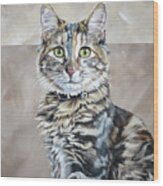 Kali Cat - Pet Portrait Painting Wood Print