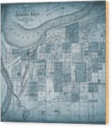 Kansas City Missouri Vintage Map 1882 Blue Wood Print