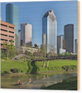 Kayak On Buffalo Bayou Wood Print