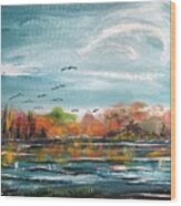 Blue Ridge Mountain Lake -- Falling For You Wood Print