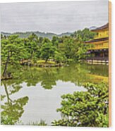 Kinkaku-ji Or Golden Pavilion And Pond, Kyoto Wood Print