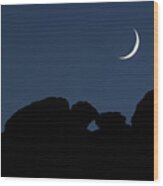 Kissing Camels Moonset Wood Print