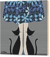 Kitty Love In Blue Wood Print