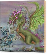 Knight N Dragon N Castle Wood Print
