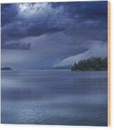 Lake And Storm Clouds Wood Print