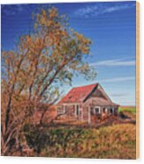 Lake Ibsen Schoolhouse Number 1 - Benson County Nd Wood Print