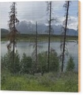 Lake In Jasper National Park Wood Print