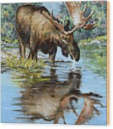 Lake Moose Wood Print