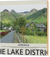 Langdale Lake District Destination Cream Railway Poster Wood Print