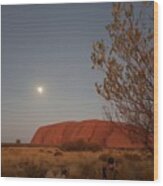 Last Light At Uluru Rock Wood Print