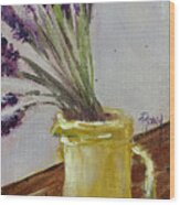 Lavender In A Yellow Pitcher Wood Print