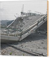 Lebanon, Beirut, Bridge Destroyed By War Wood Print