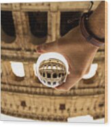Lensball Photography Of Colosseum In Rome, Italy Wood Print