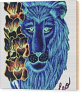 Leo Gladiolus Blue And Black Wood Print