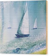 Let's Sail Wood Print