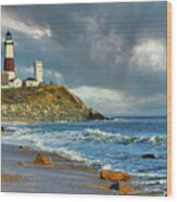 Lighthouse At Montauk Point Wood Print