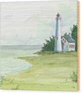 Lighthouse Before The Mist Wood Print