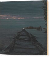 Lighthouse Glow Wood Print
