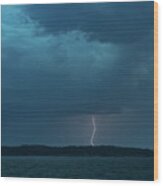 Lightning Over Long Island Sound  8140043 Wood Print