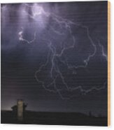 Lightning Over Udine Wood Print