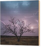 Lightning Tree Wood Print
