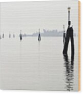 Lights On The Venetian Lagoon Wood Print