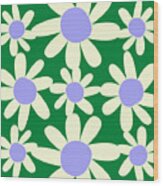 Lilac And Green Floral Pattern Wood Print