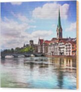 Limmat River Zurich Switzerland Wood Print