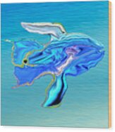 Liquid Blue Angelfish Wood Print