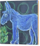 Little Blue Donkey Wood Print