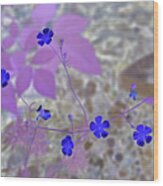 Dainty Blue Flowers Wood Print