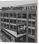 Little Caesars Arena In Detroit Michigan In Black And White Wood Print