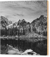 Little Colchuck Lake Black And White Wood Print