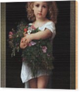 Little Girl With Flowers By William-adolphe Bouguereau Wood Print