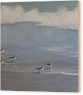 Little Sandpipers Wood Print