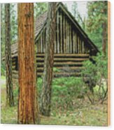 Log Cabin In The Woods Wood Print
