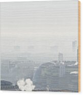 London City Skyline By Tower Bridge Wood Print