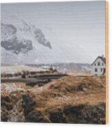 Lonely  House In Winter Iceland #3 Wood Print
